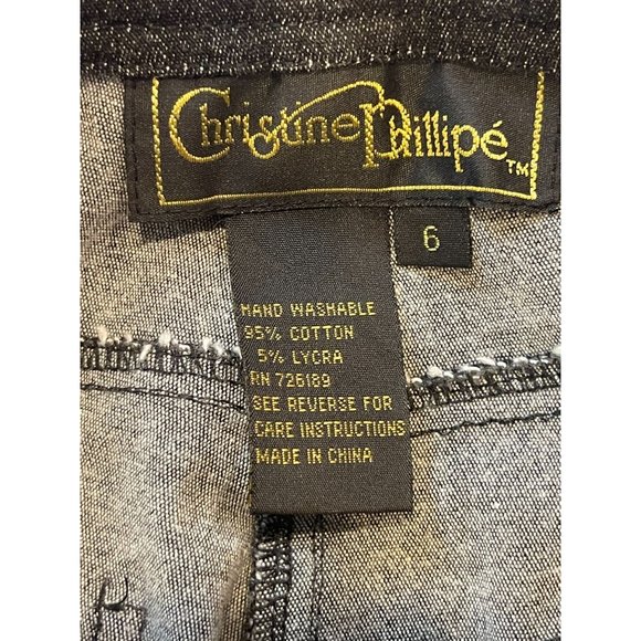 Christine Phillipe Womens Jeans Skinny Leg Beaded Detail at Bottom Black Size 6 - Picture 8 of 9